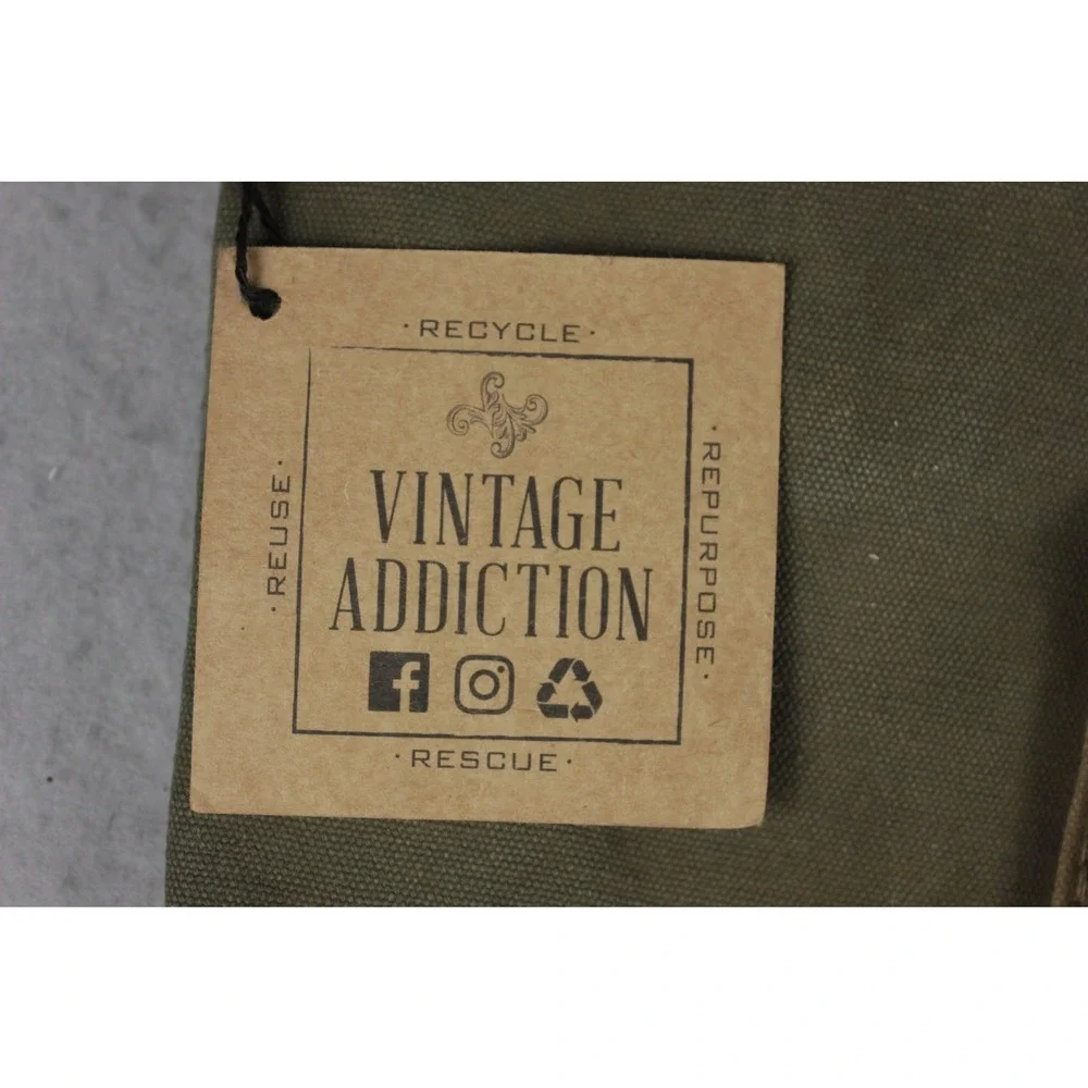 NWT Vintage Addiction Upcycled‎ Military Canvas Messenger Bag US Veteran Olive